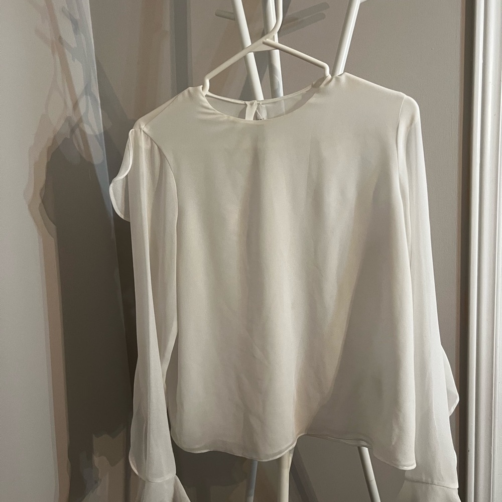 Zara Cream Long Sleeve Blouse - Picture 5 of 7